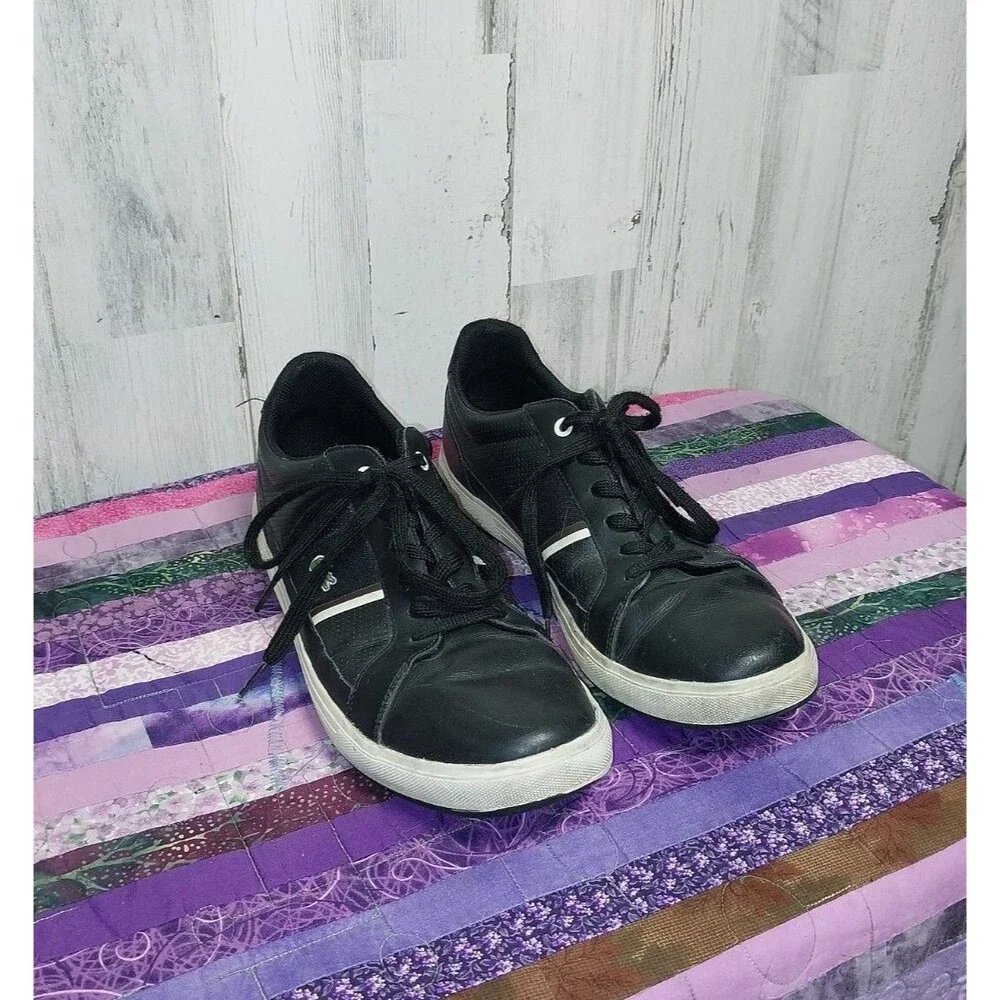 Lacoste Novas Ct Mens Sz 13 Black Leather Sneaker Shoes Low Top Lace Up
